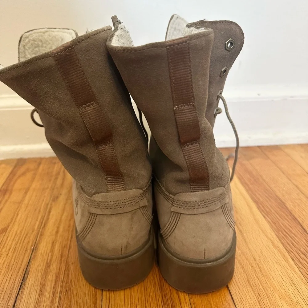 TIMBERLAND Womens 10 Jayne WP Fleece Fold Down Wheat Nubuck Boots Waterproof
